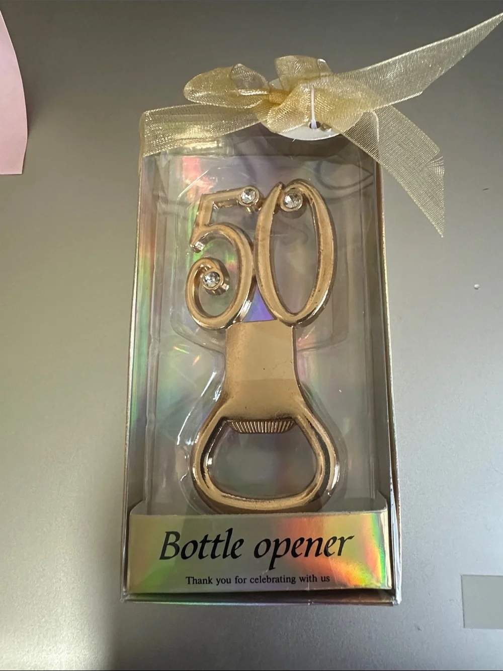 4 for $10 Gold 50th Anniversary Bottle Opener Party Favor